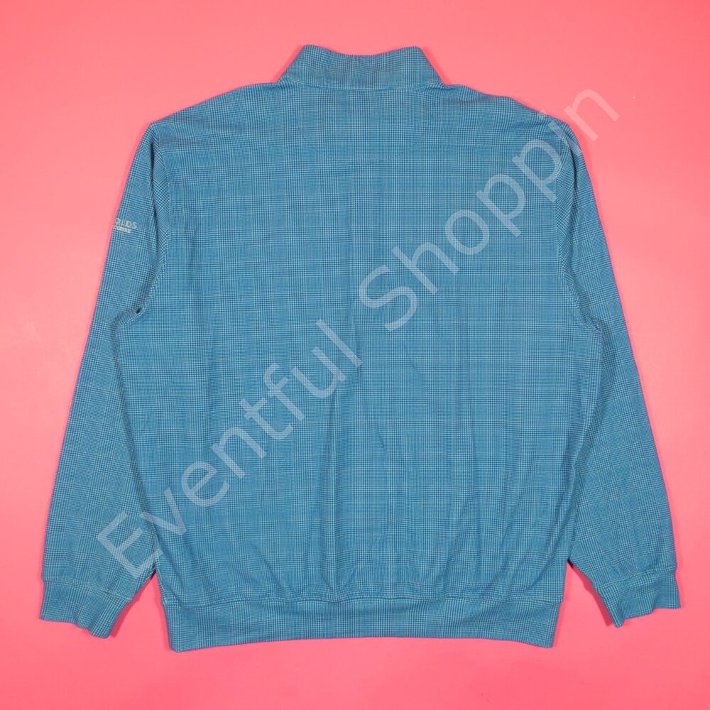 Reynolds Lake Oconee Jacket Mens M Blue Golf Donald Ross Zip Pullover Glenplaid - Picture 3 of 8